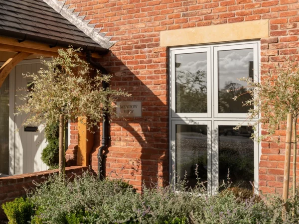 Light blue flush sash uPVC windows from Timberlook